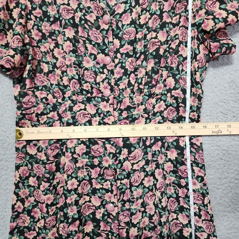 Joni Blair Womens Dress Floral Vintage Size 13 Emperor Waist 80's - Picture 7 of 10